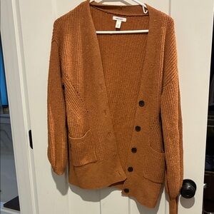 Nine West Open Front Pumpkin Brown Cardigan